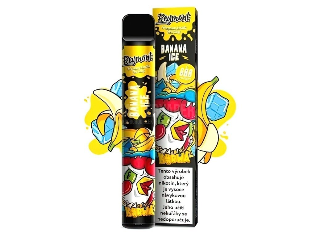 Jednorázová cigareta Kurwa Reymont 20mg Banana ICE