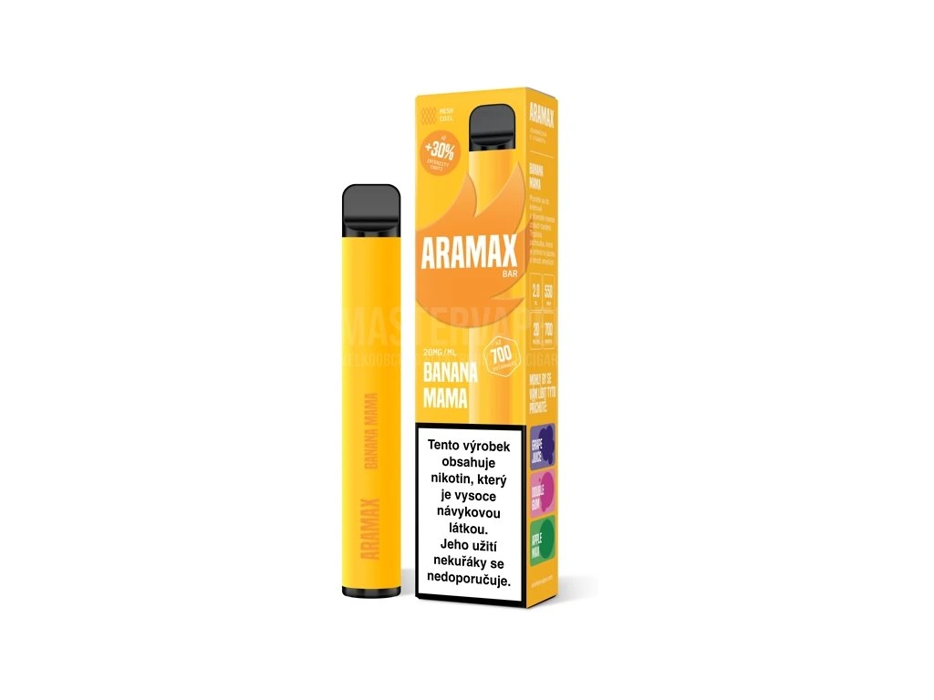 Jednorázová cigareta Aramax Bar 700 - Banana Mama 20mg