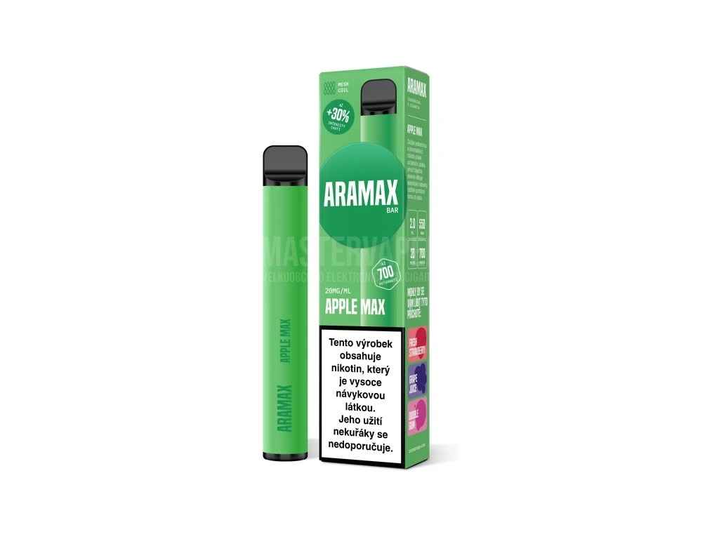 Jednorázová cigareta Aramax Bar 700 - Max Apple 20mg